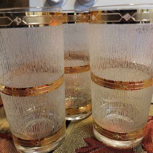 Rare 1960 Culver "Bark Icicle" Highball barware with 22k Gold